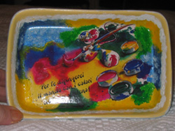 piattino in ceramica decorato a decoupage e windows color san valentino angelapercaso