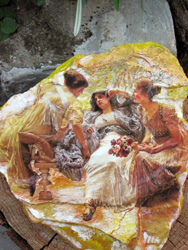 pietra sasso decorato a decoupage angelapercaso