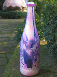 bottiglia vetro decorata a decoupage angelapercaso