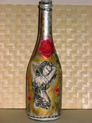 bottiglia vetro decorata a decoupage angelapercaso