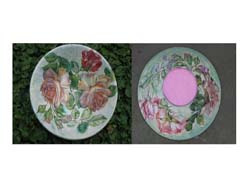 piattini in coccio decorazione con rose  decoupage e windows color angelapercaso